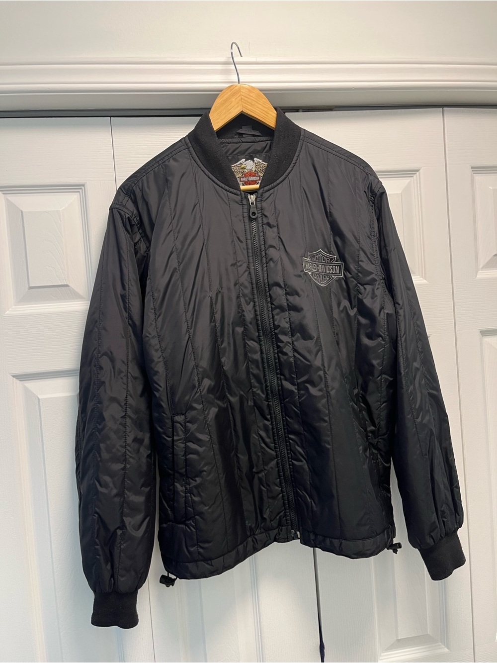 Harley-Davidson Black Quilted Bomber with Subtle Logo